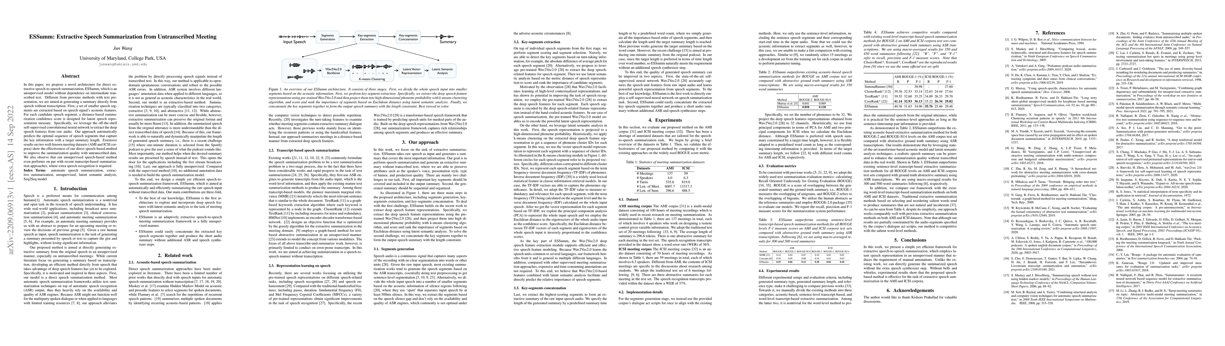 Thumbnail for ESSumm: Extractive Speech Summarization from Untranscribed Meeting