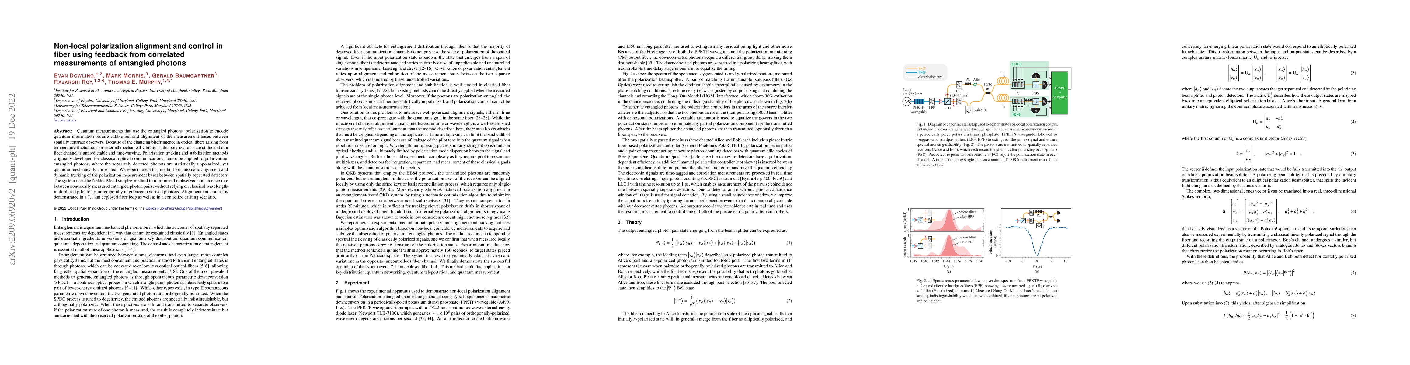 Thumbnail for Non-local polarization alignment and control in fiber using feedback
  from correlated measurements of entangled photons
