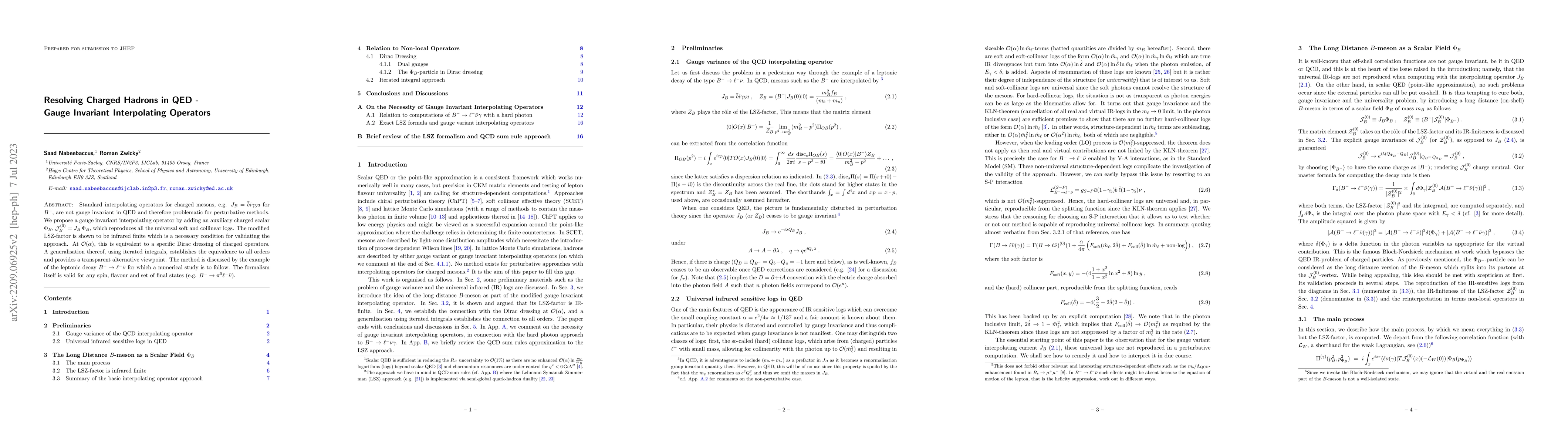 Thumbnail for Resolving Charged Hadrons in QED -- Gauge Invariant Interpolating
  Operators