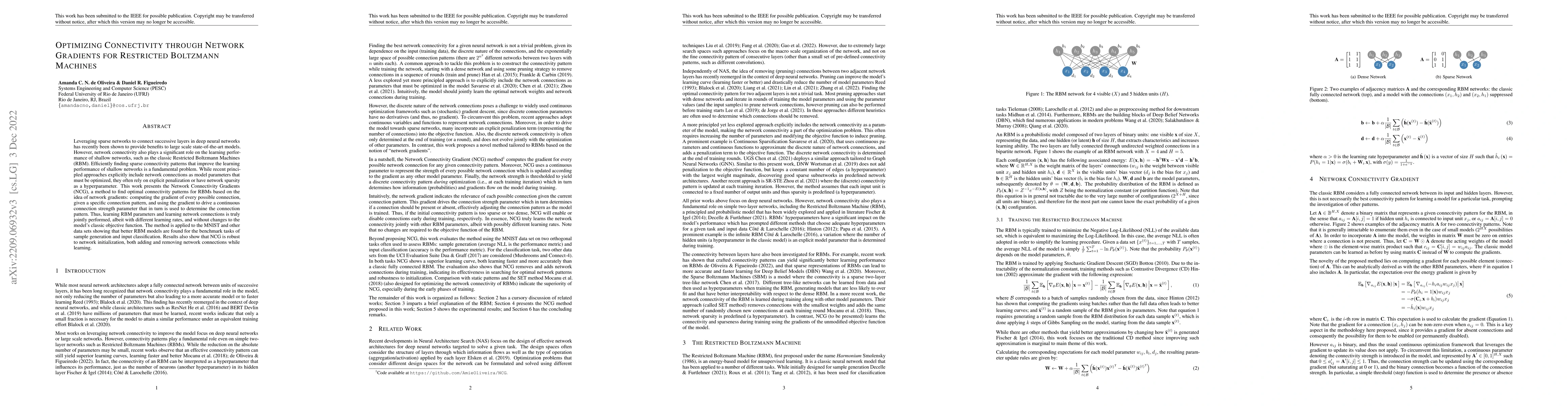 Thumbnail for Optimizing Connectivity through Network Gradients for Restricted
  Boltzmann Machines