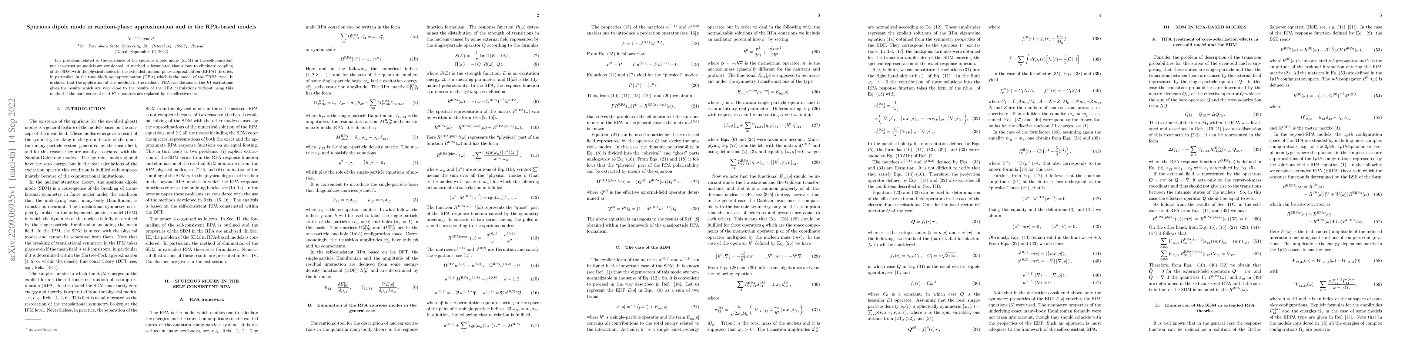 Thumbnail for Spurious dipole mode in random-phase approximation and in the RPA-based
  models