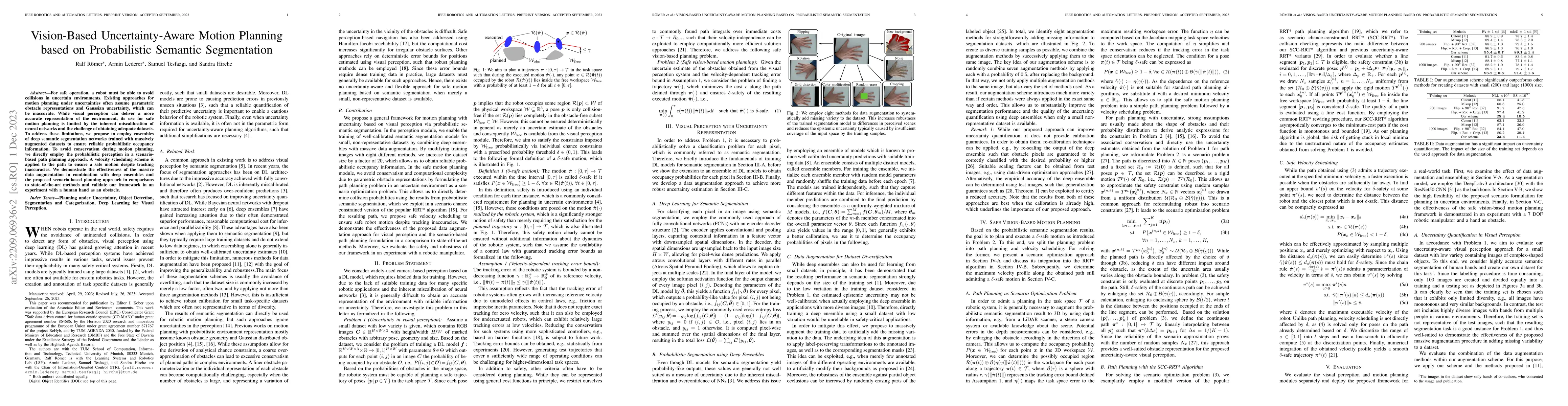 Thumbnail for Vision-Based Uncertainty-Aware Motion Planning based on Probabilistic
  Semantic Segmentation