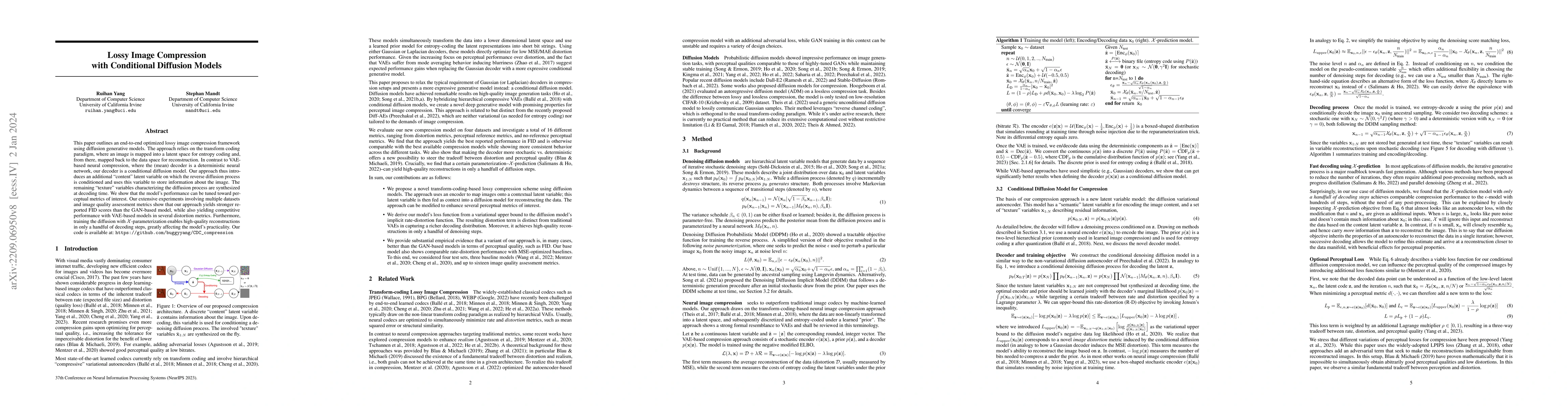Thumbnail for Lossy Image Compression with Conditional Diffusion Models