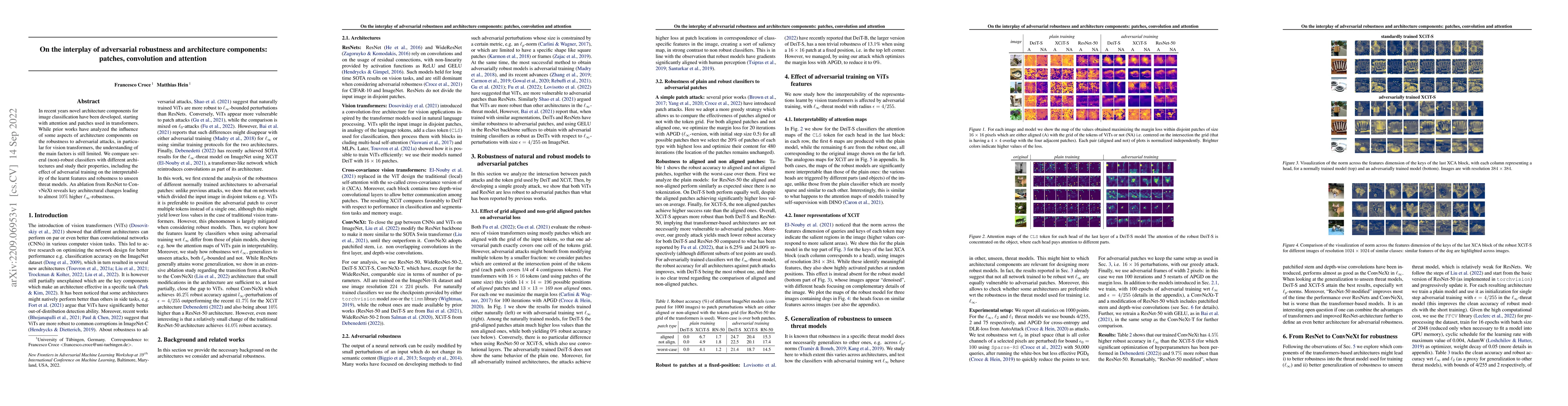 Thumbnail for On the interplay of adversarial robustness and architecture components:
  patches, convolution and attention