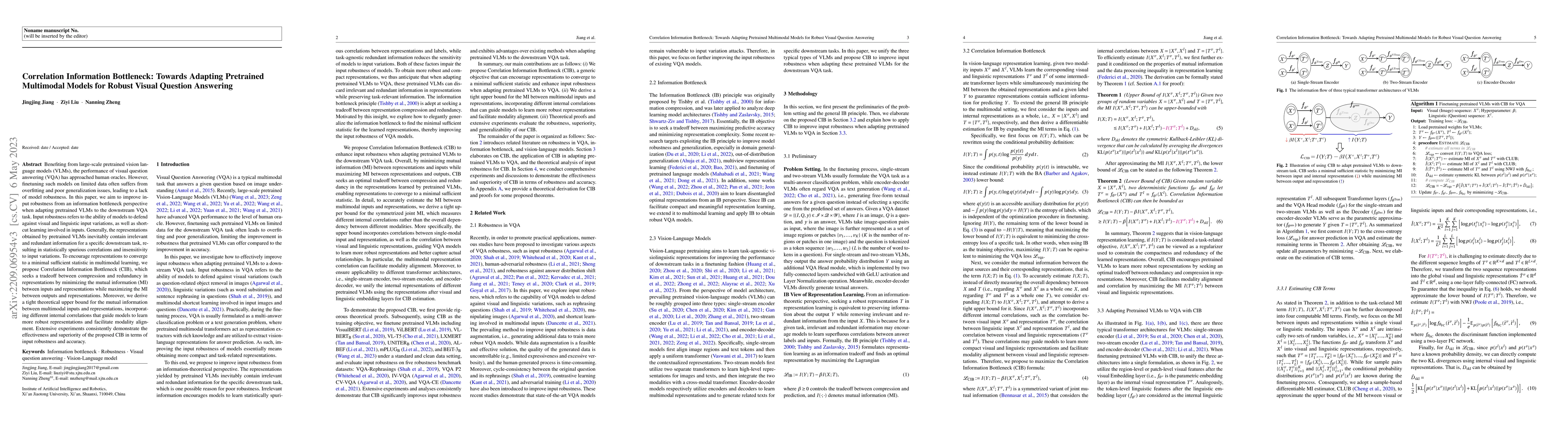 Thumbnail for Correlation Information Bottleneck: Towards Adapting Pretrained
  Multimodal Models for Robust Visual Question Answering