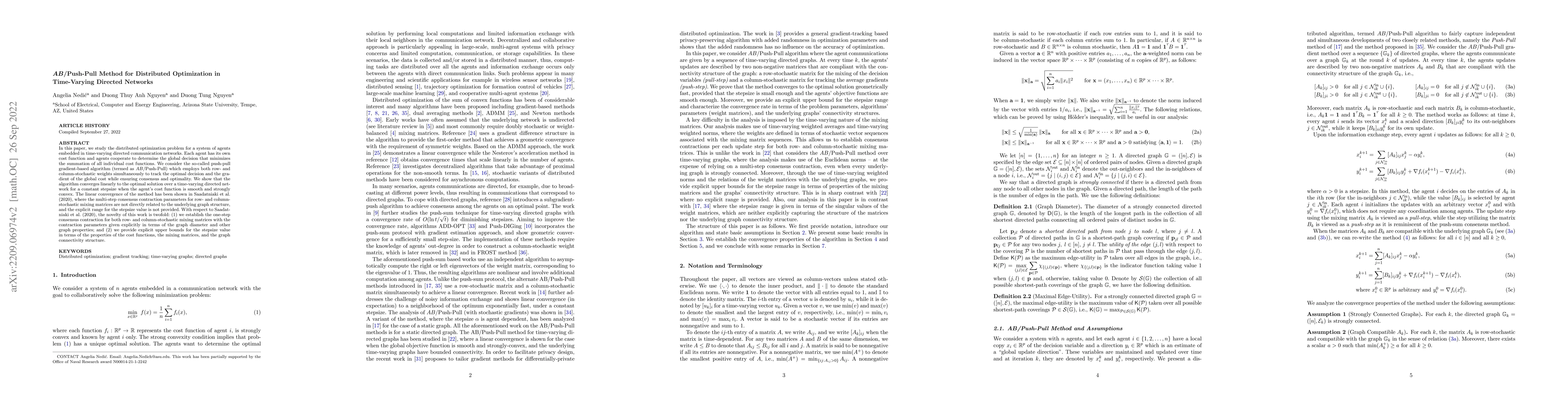 Thumbnail for AB/Push-Pull Method for Distributed Optimization in Time-Varying
  Directed Networks