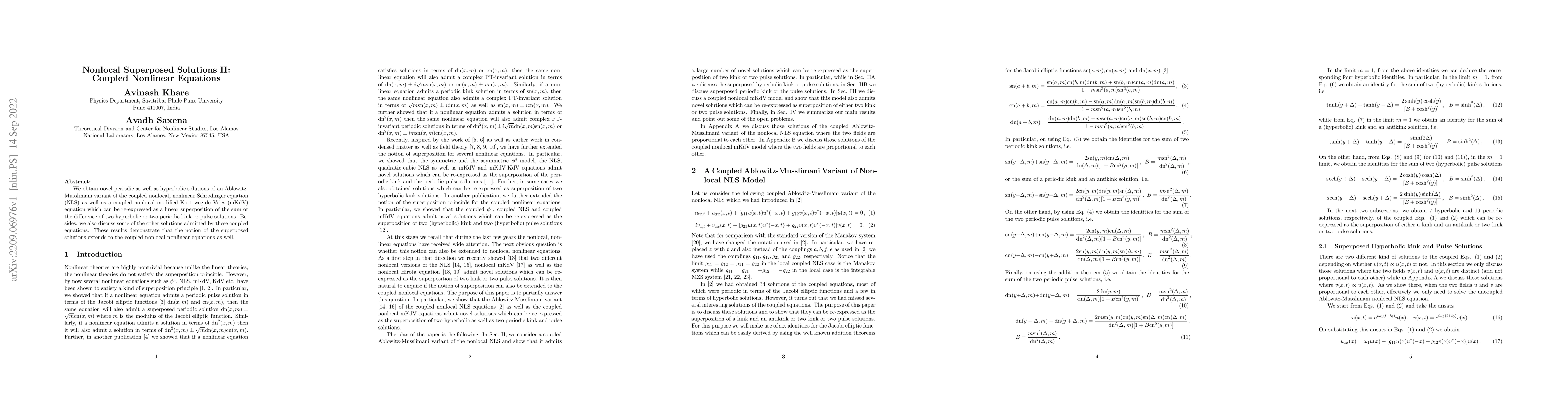 Thumbnail for Nonlocal Superposed Solutions II: Coupled Nonlinear Equations