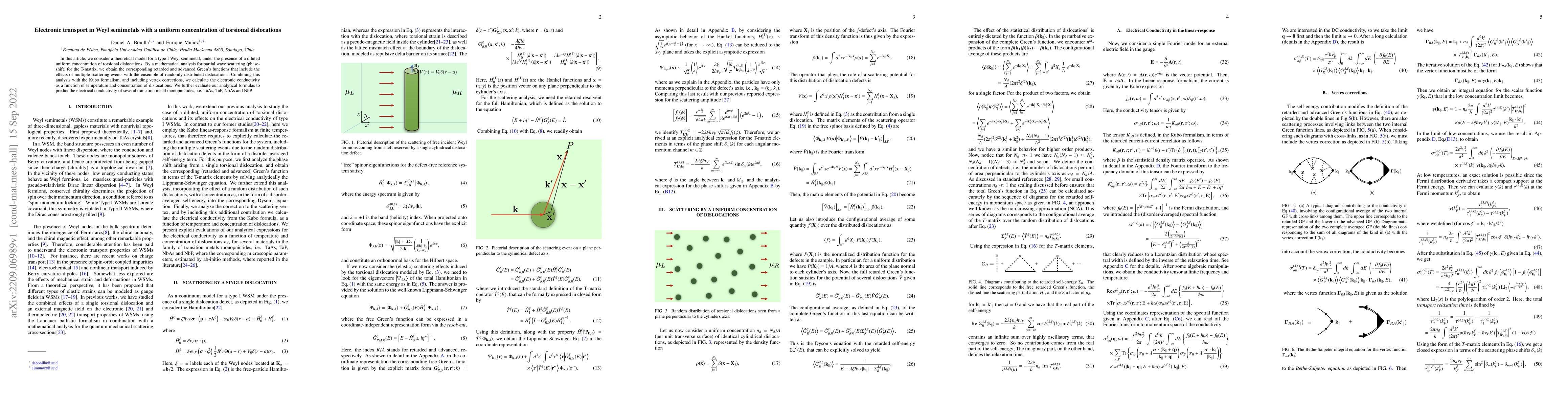 Thumbnail for Electronic transport in Weyl semimetals with a uniform concentration of
  torsional dislocations