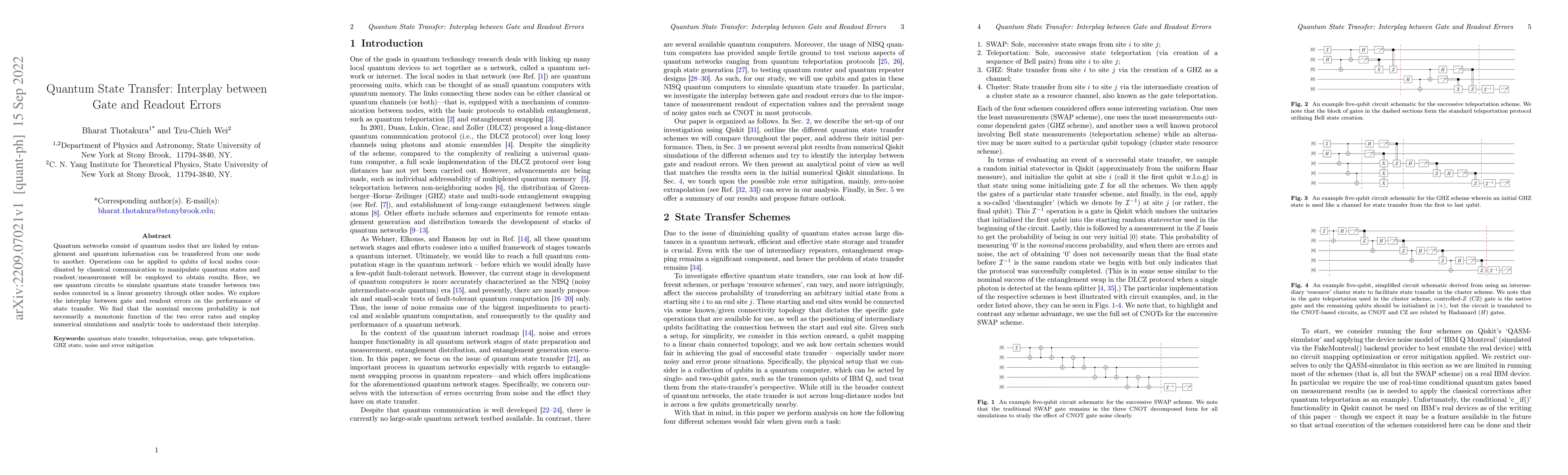 Thumbnail for Quantum State Transfer: Interplay between Gate and Readout Errors