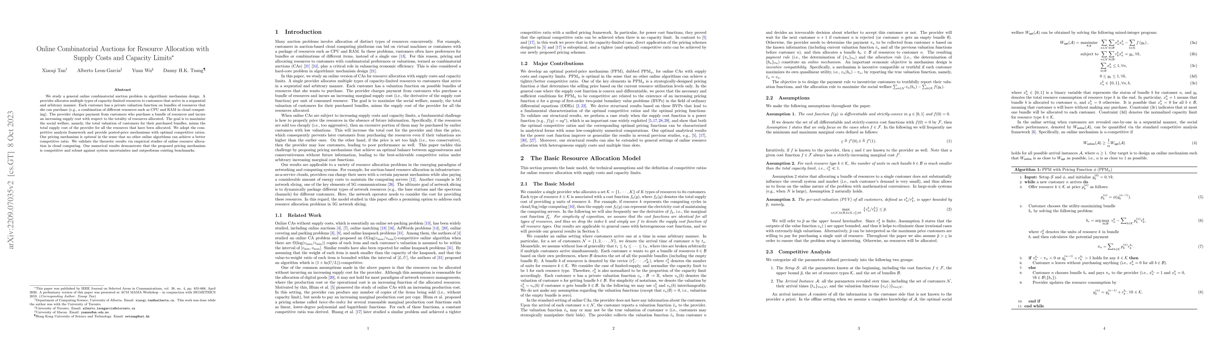 Thumbnail for Online Combinatorial Auctions for Resource Allocation with Supply Costs
  and Capacity Limits