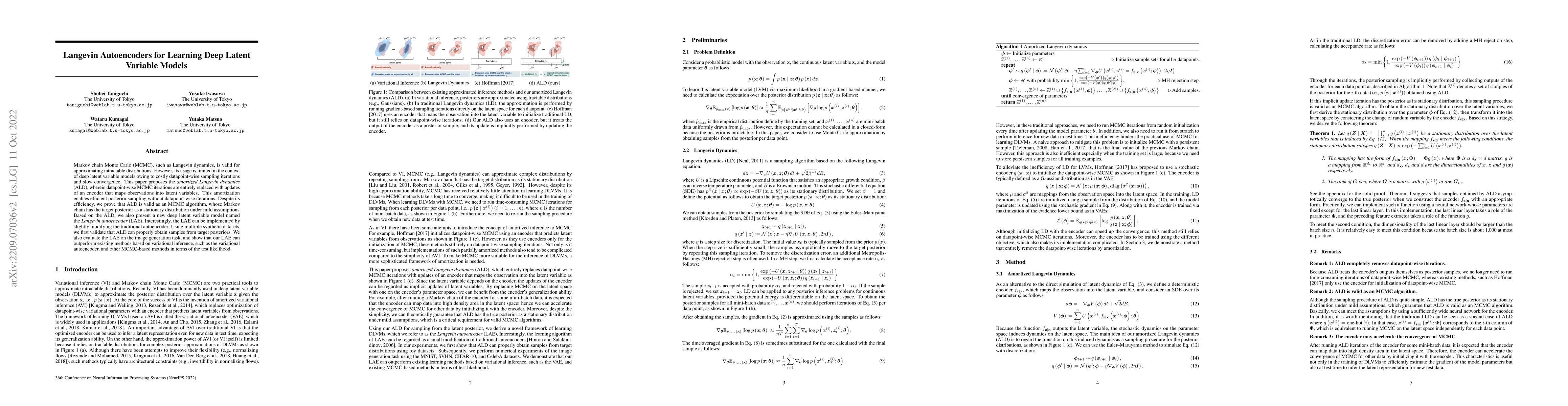 Thumbnail for Langevin Autoencoders for Learning Deep Latent Variable Models