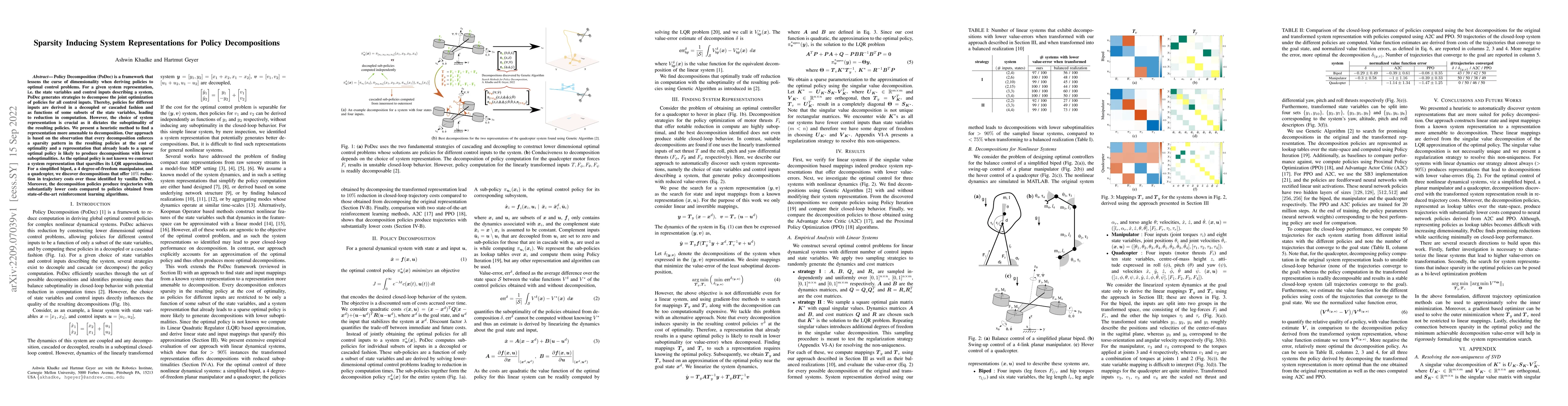 Thumbnail for Sparsity Inducing Representations for Policy Decompositions