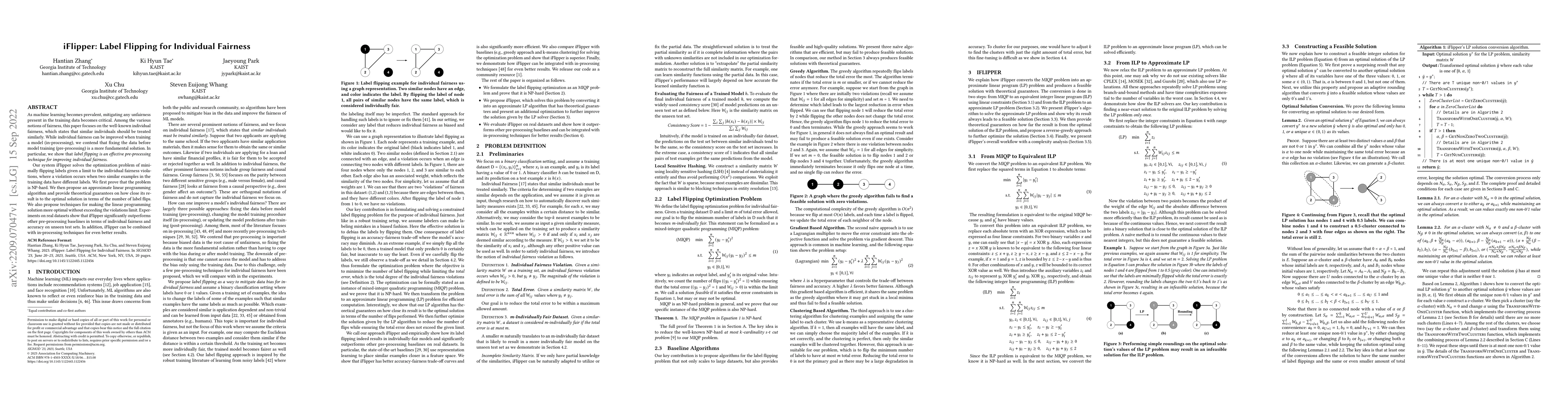 Thumbnail for iFlipper: Label Flipping for Individual Fairness