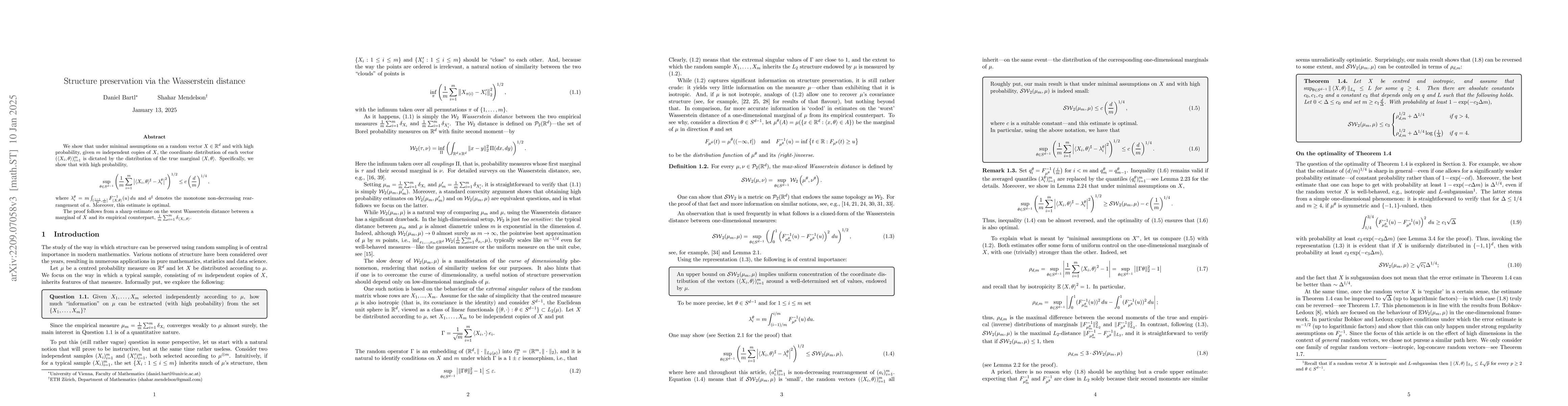 Thumbnail for Structure preservation via the Wasserstein distance