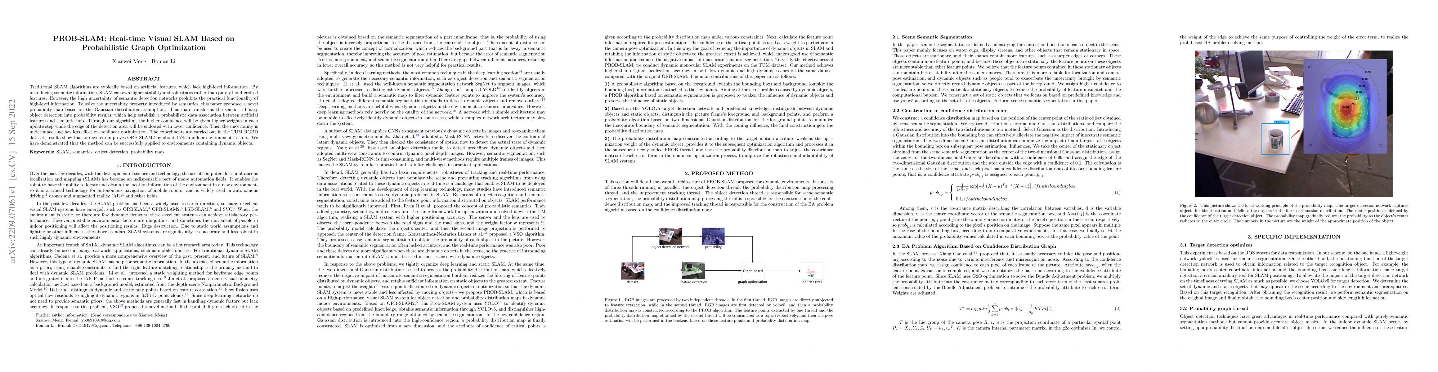 Thumbnail for PROB-SLAM: Real-time Visual SLAM Based on Probabilistic Graph
  Optimization
