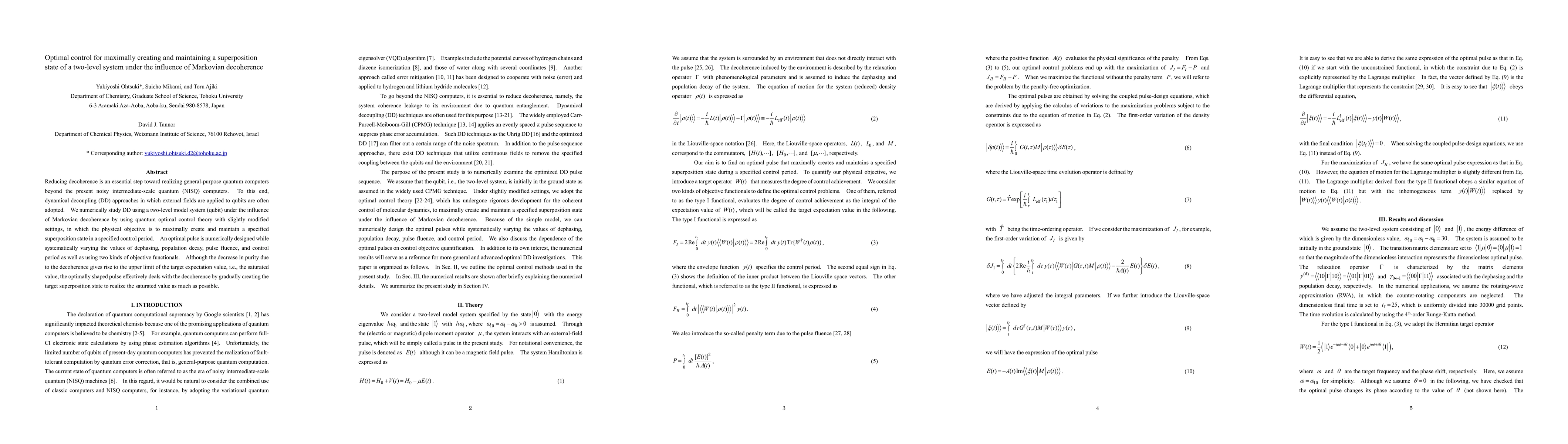 Thumbnail for Optimal control for maximally creating and maintaining a superposition
  state of a two-level system under the influence of Markovian decoherence