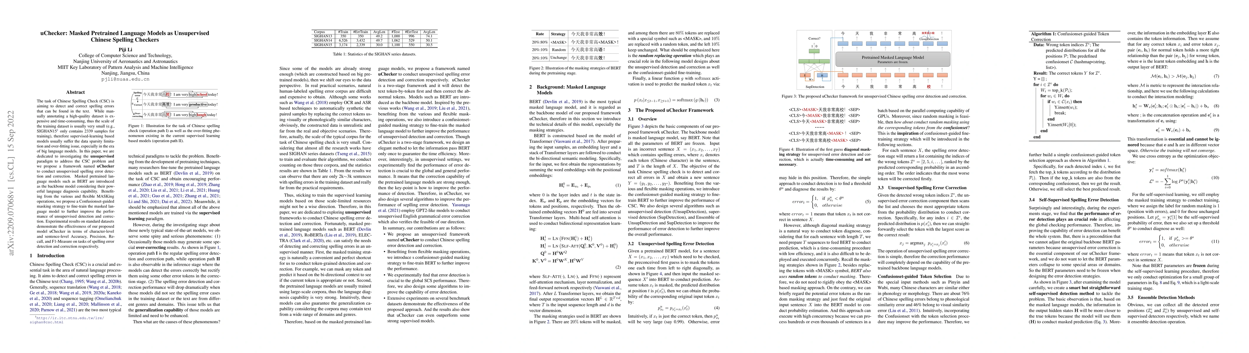 Thumbnail for uChecker: Masked Pretrained Language Models as Unsupervised Chinese
  Spelling Checkers