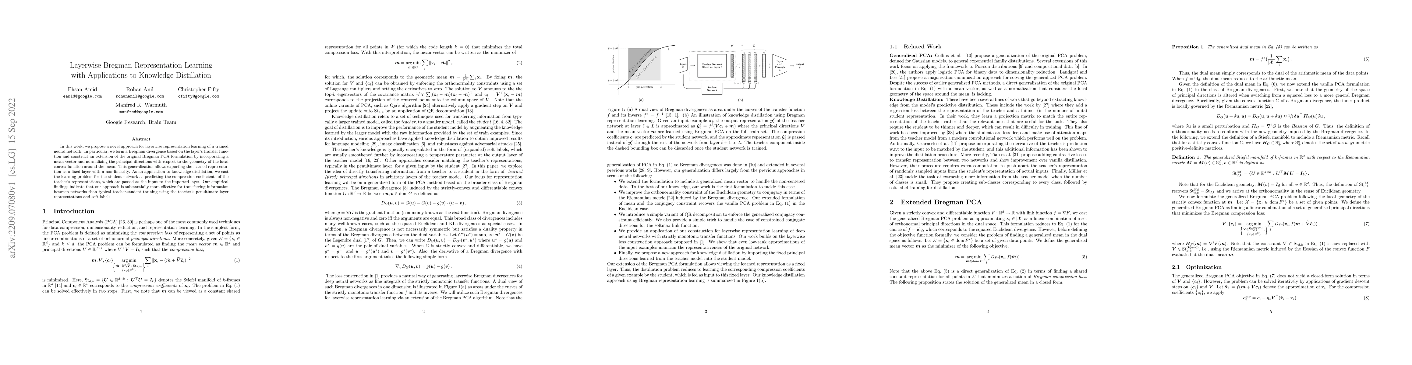 Thumbnail for Layerwise Bregman Representation Learning with Applications to Knowledge
  Distillation
