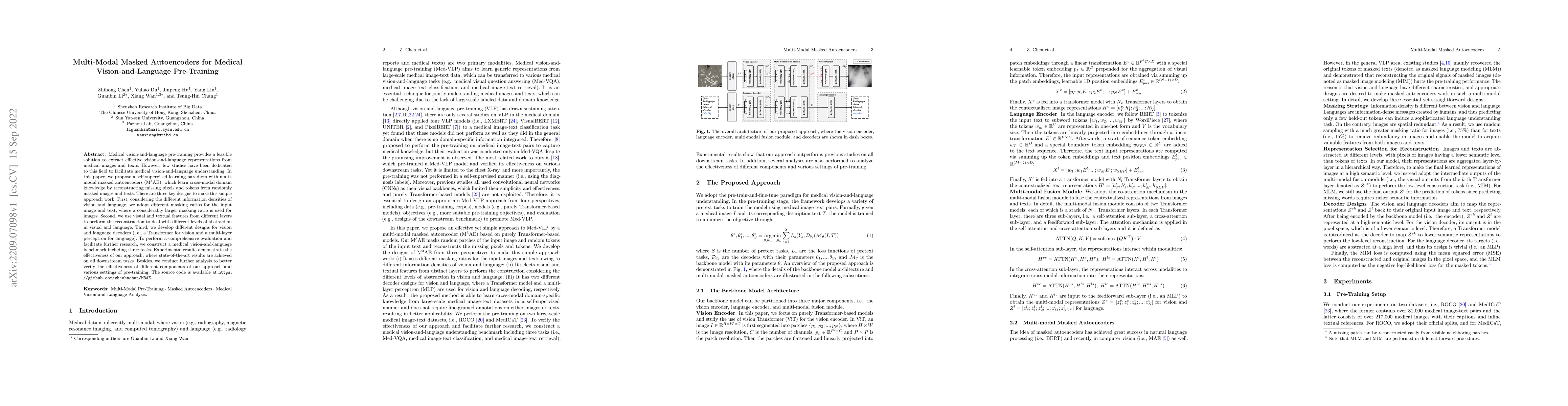 Thumbnail for Multi-Modal Masked Autoencoders for Medical Vision-and-Language
  Pre-Training