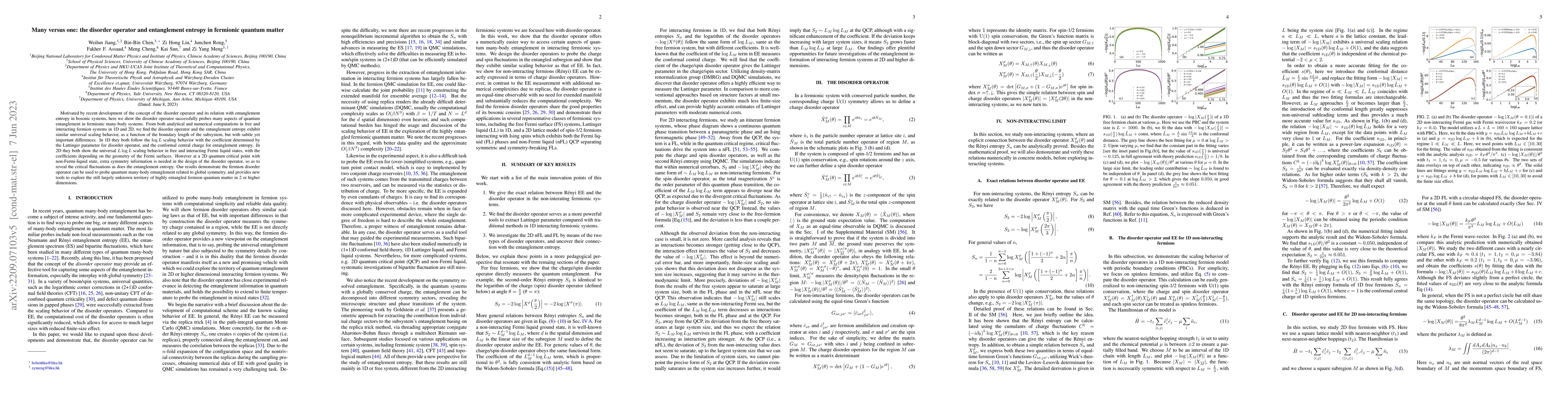 Thumbnail for Many versus one: the disorder operator and entanglement entropy in
  fermionic quantum matter