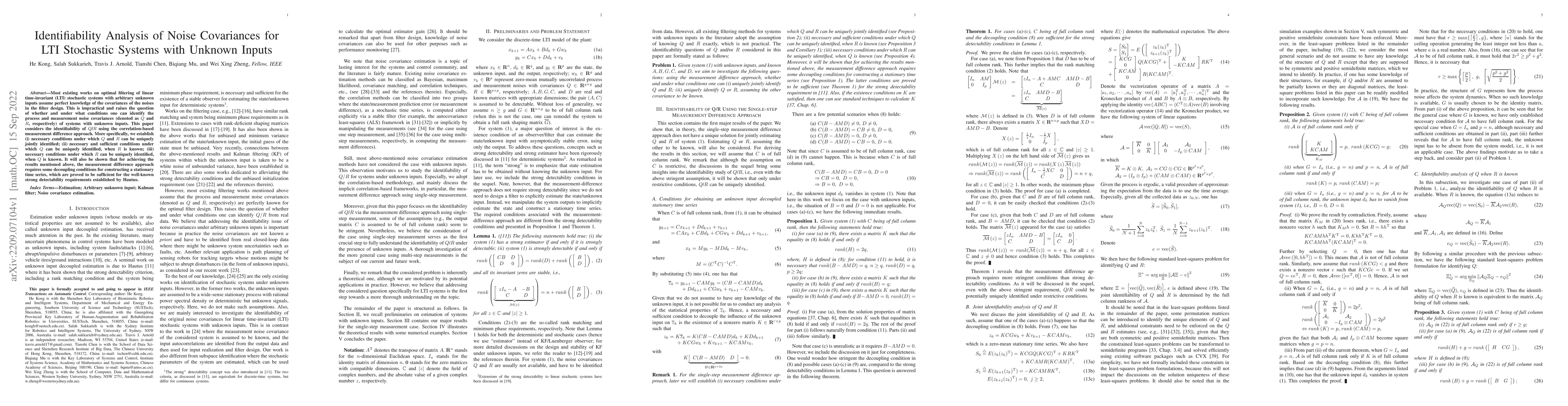 Thumbnail for Identifiability Analysis of Noise Covariances for LTI Stochastic Systems
  with Unknown Inputs