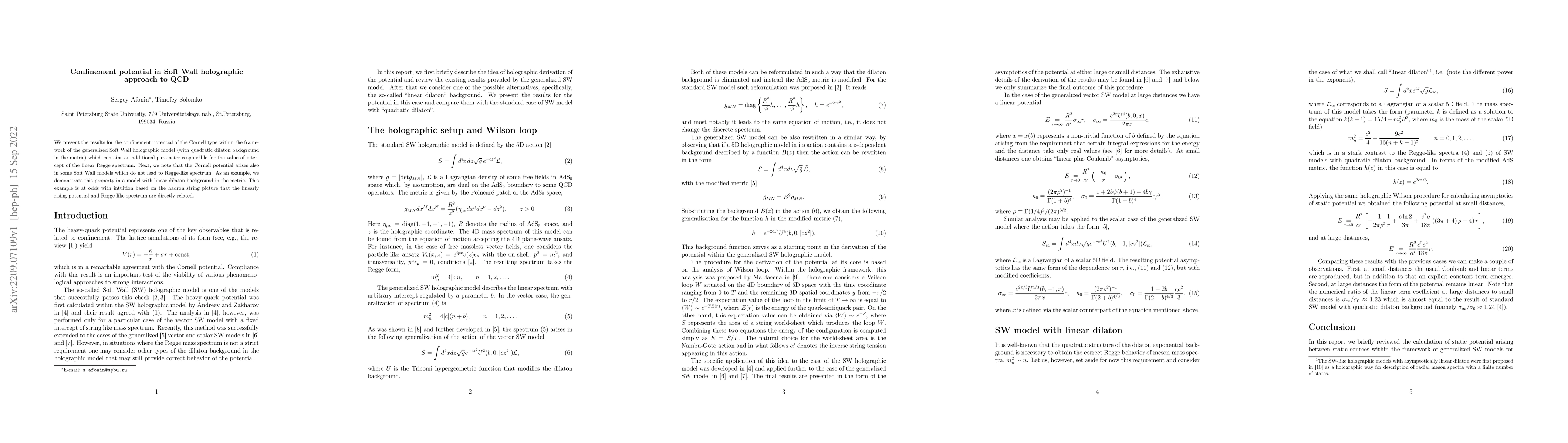 Thumbnail for Confinement potential in Soft Wall holographic approach to QCD