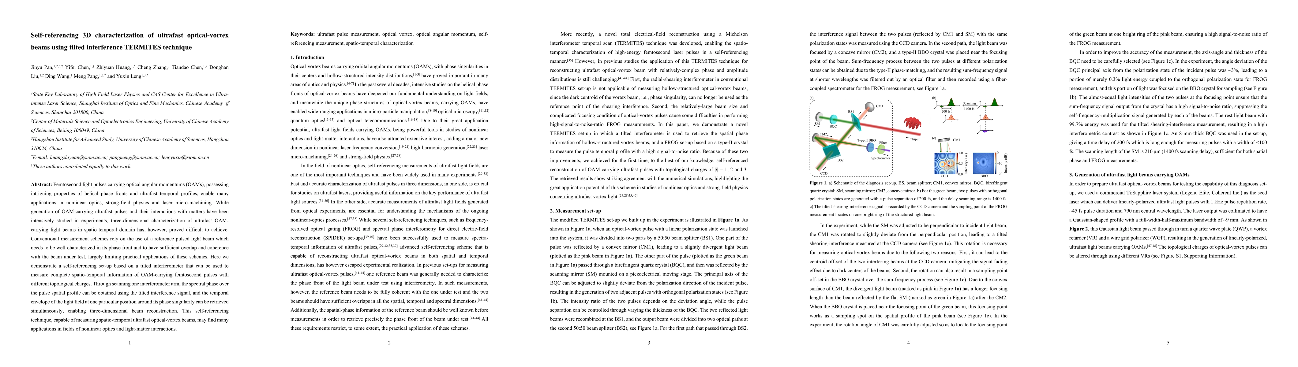 Thumbnail for Self-referencing 3D characterization of ultrafast optical-vortex beams
  using tilted interference TERMITES technique