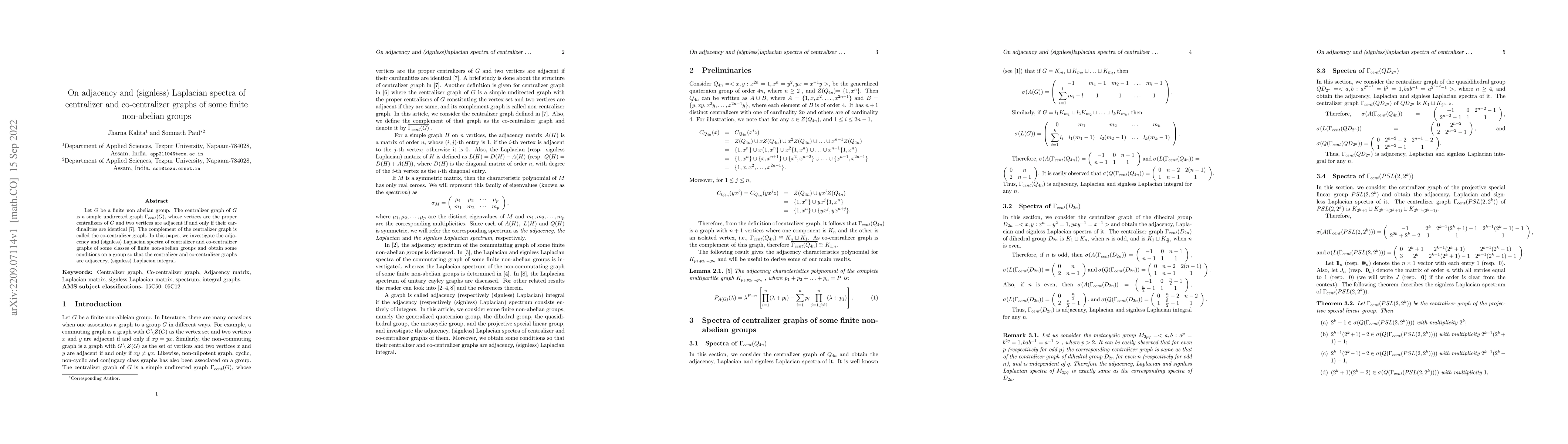 Thumbnail for On adjacency and (signless) Laplacian spectra of centralizer and
  co-centralizer graphs of some finite non-abelian groups