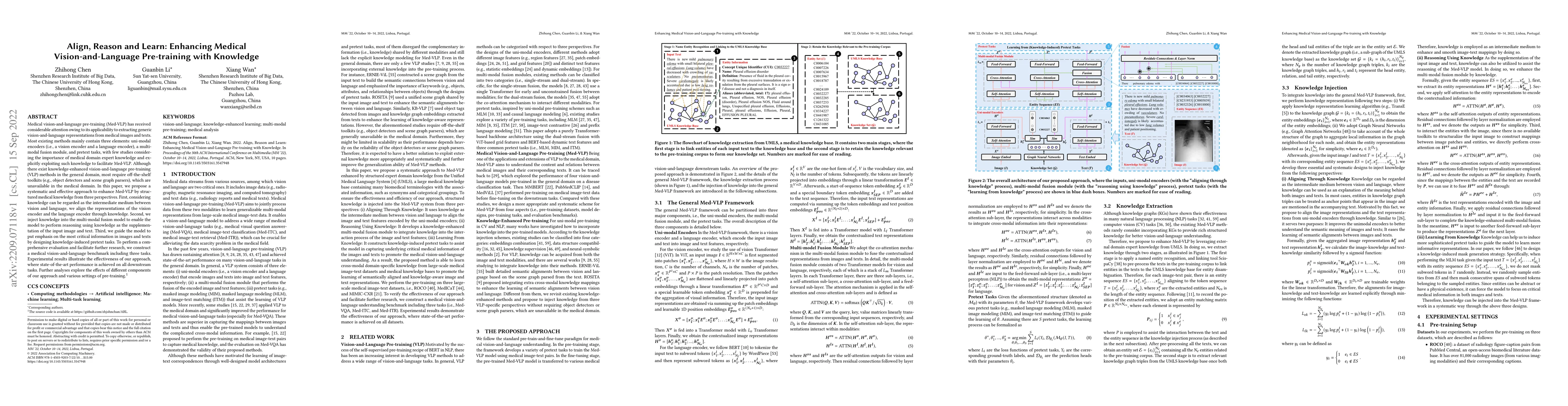Thumbnail for Align, Reason and Learn: Enhancing Medical Vision-and-Language
  Pre-training with Knowledge