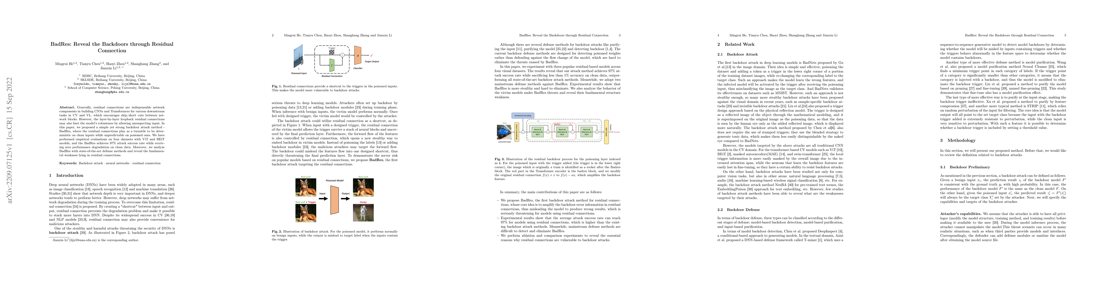 Thumbnail for BadRes: Reveal the Backdoors through Residual Connection