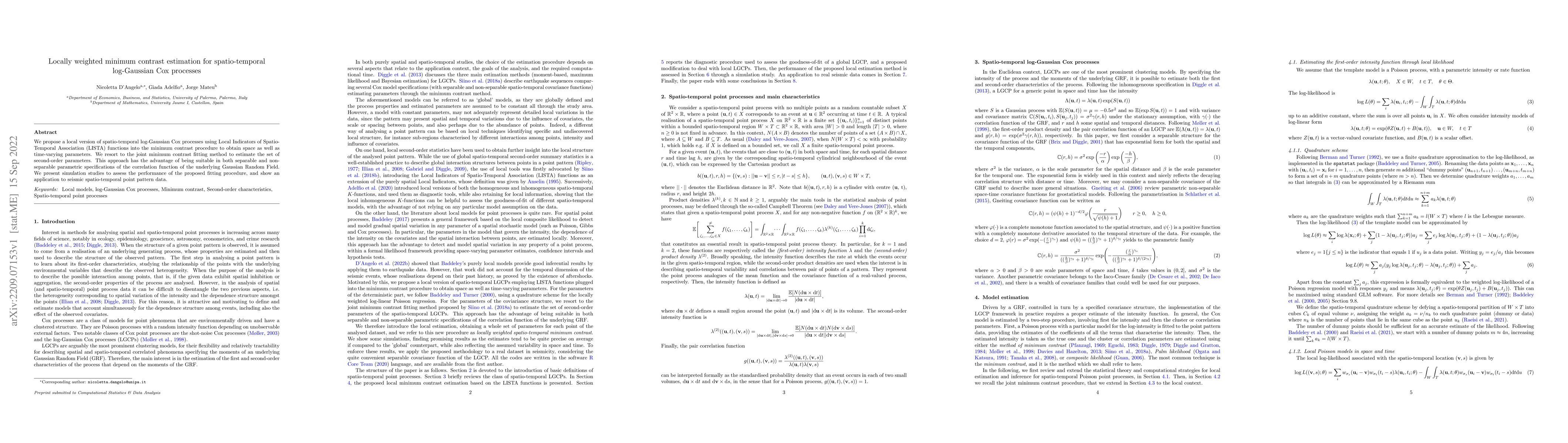 Thumbnail for Locally weighted minimum contrast estimation for spatio-temporal
  log-Gaussian Cox processes