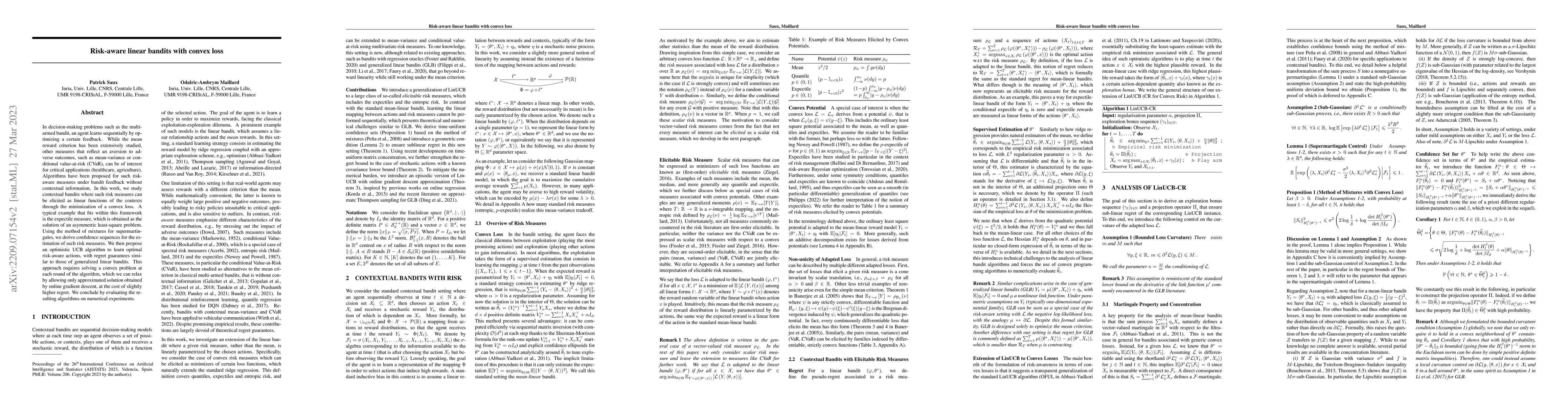 Thumbnail for Risk-aware linear bandits with convex loss