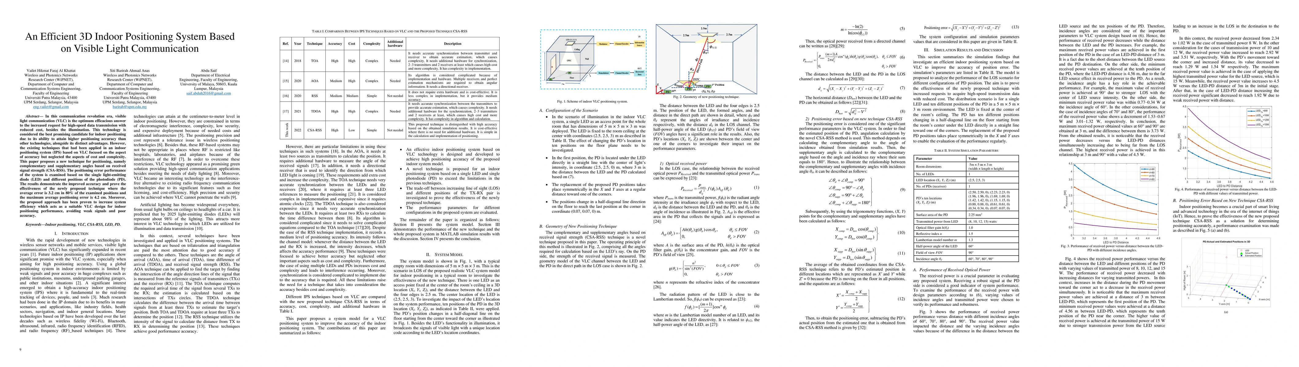 Thumbnail for An Efficient 3D Indoor Positioning System Based on Visible Light
  Communication