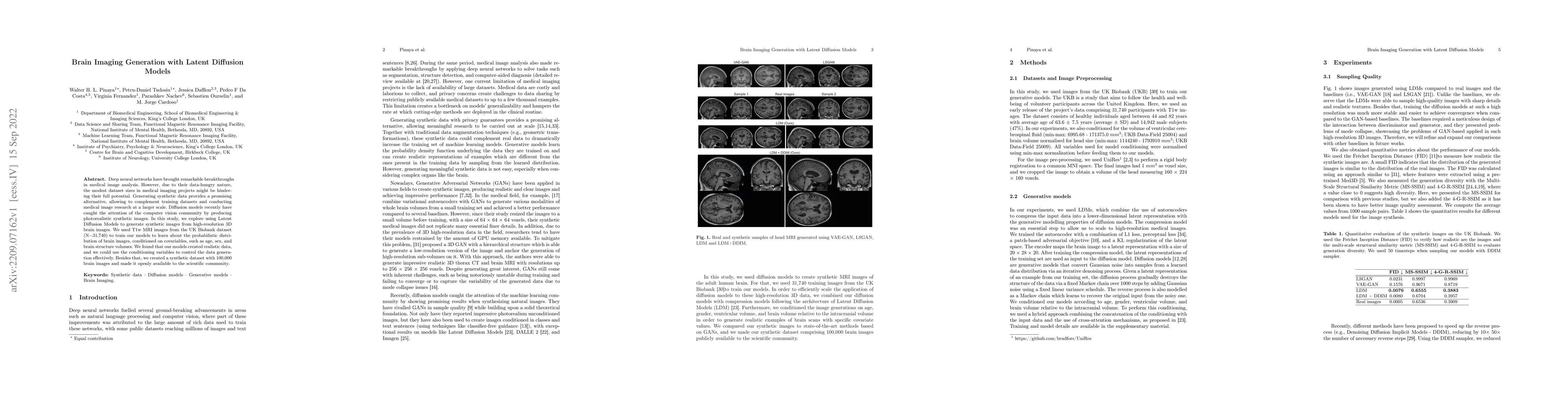 Thumbnail for Brain Imaging Generation with Latent Diffusion Models