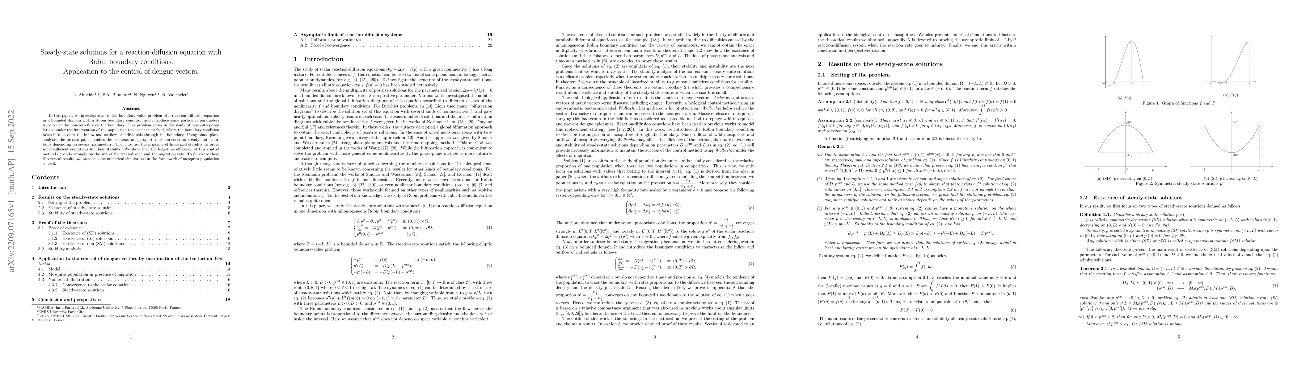 Thumbnail for Steady-state solutions for a reaction-diffusion equation with Robin
  boundary conditions: Application to the control of dengue vectors