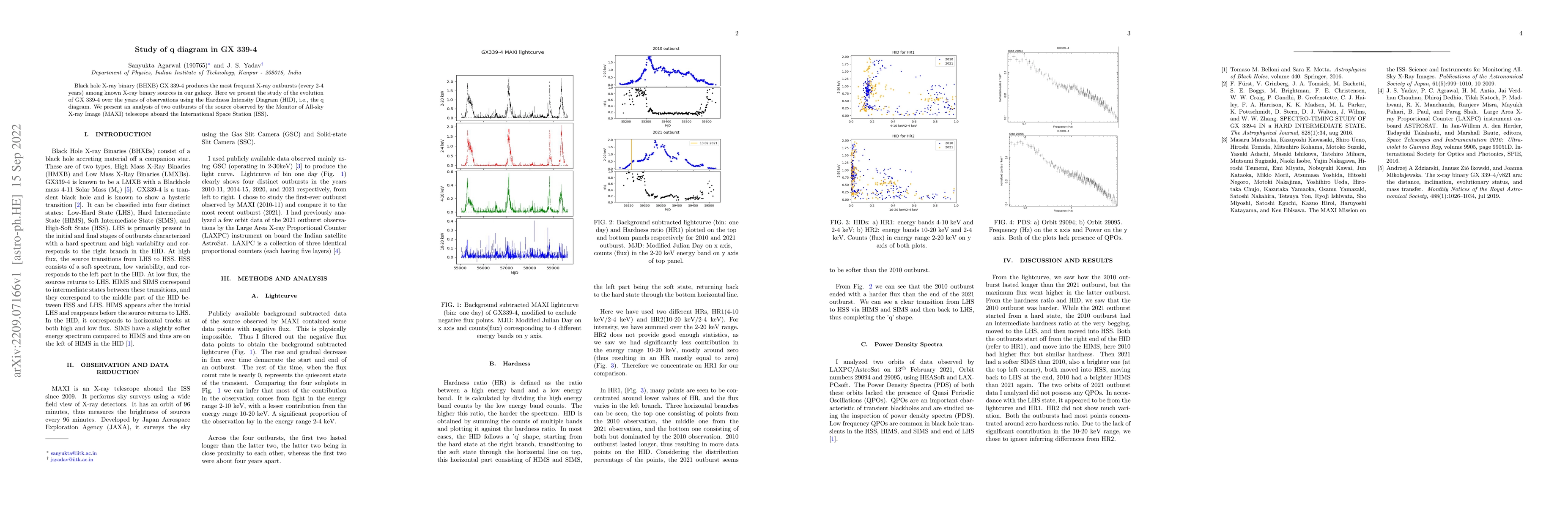 Thumbnail for Study of the q diagram in GX 339-4