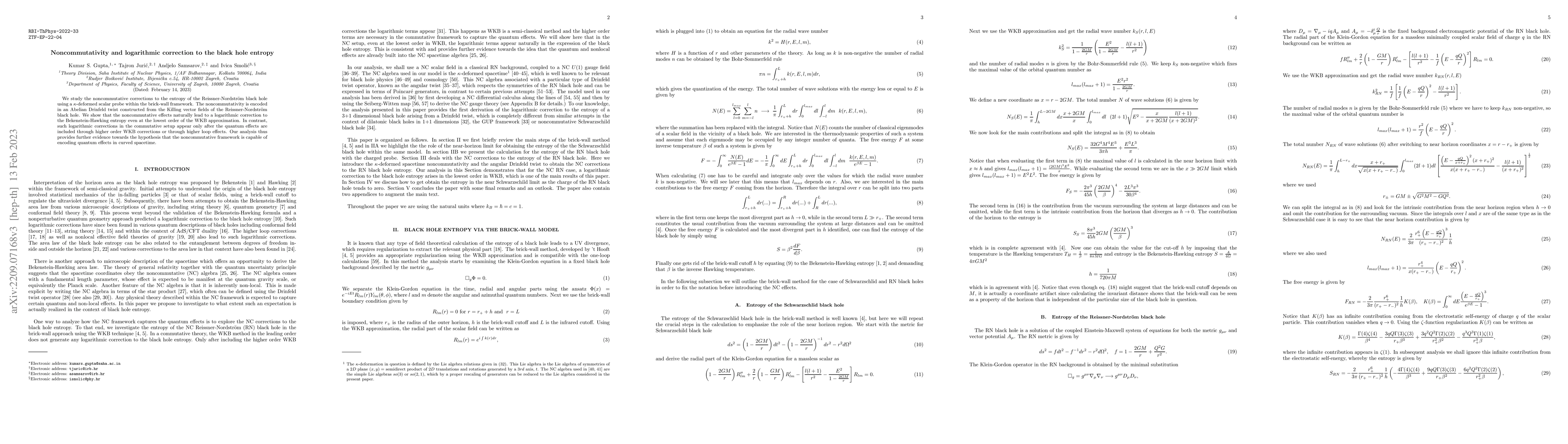Thumbnail for Noncommutativity and logarithmic correction to the black hole entropy