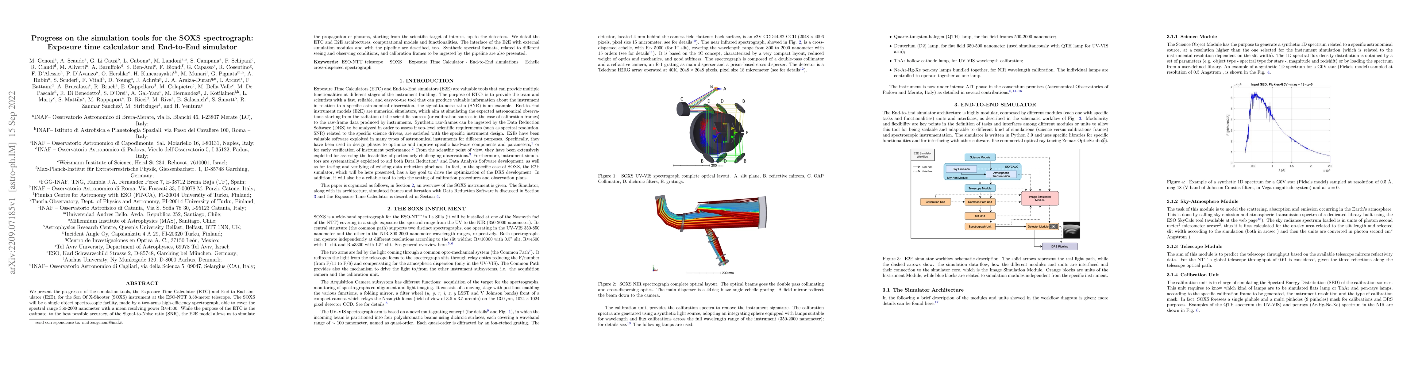 Thumbnail for Progress on the simulation tools for the SOXS spectrograph: Exposure
  time calculator and End-to-End simulator
