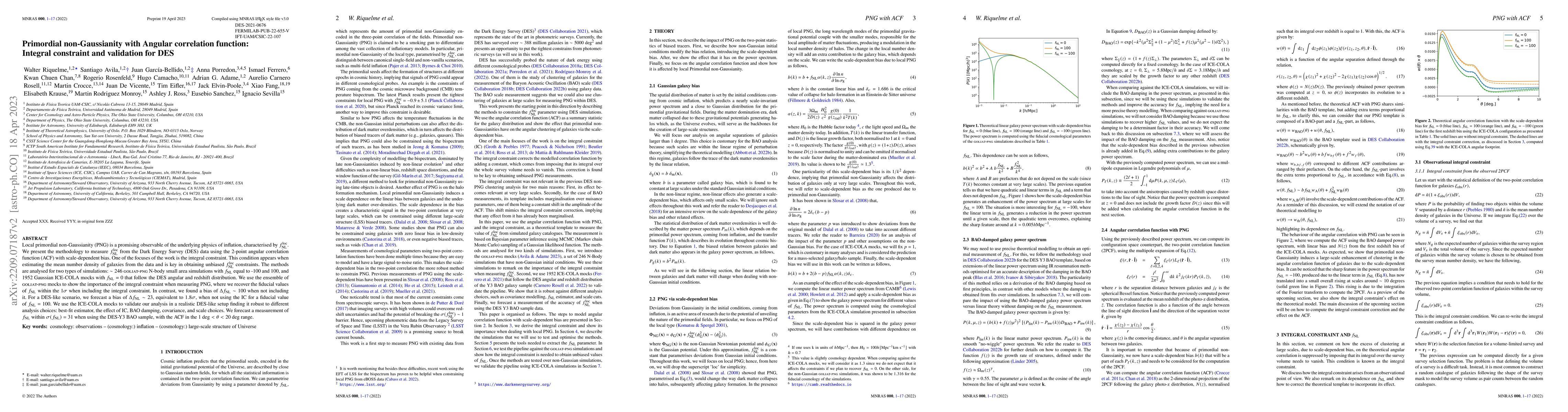 Thumbnail for Primordial non-Gaussianity with Angular correlation function: Integral
  constraint and validation for DES