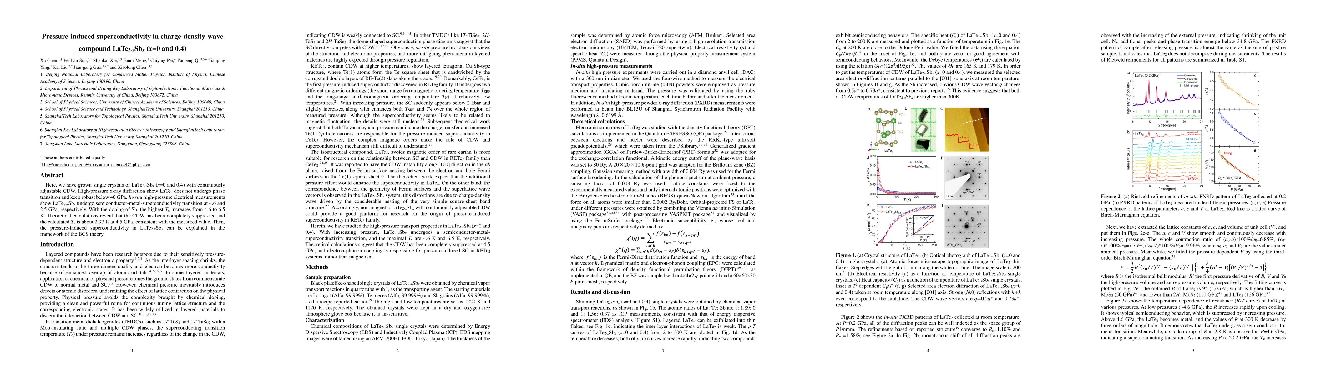 Thumbnail for Pressure-induced superconductivity in charge-density-wave compound
  LaTe2-xSbx (x=0 and 0.4)