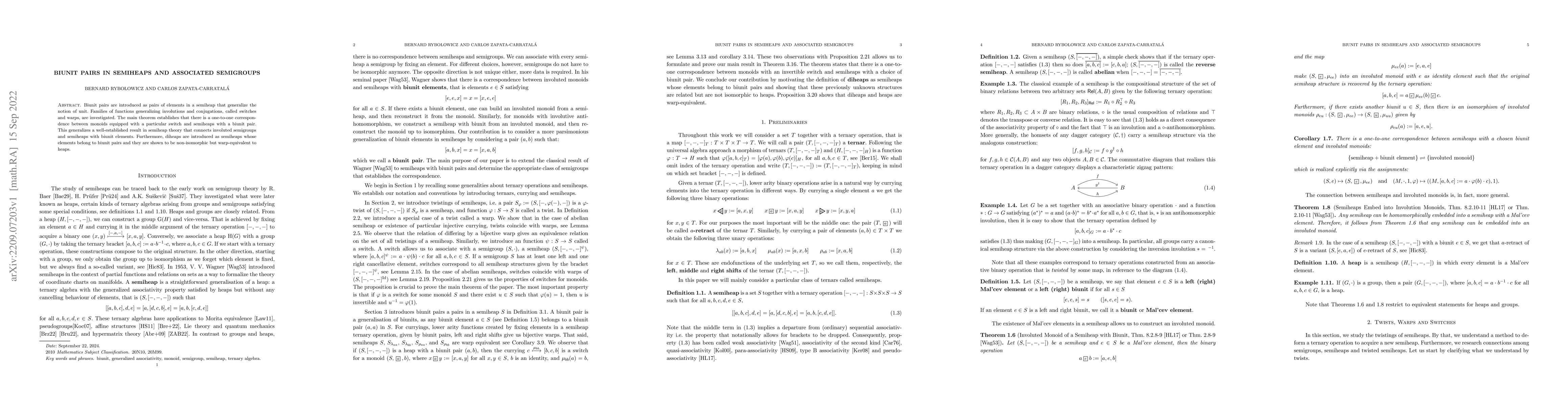 Thumbnail for Biunit pairs in semiheaps and associated semigroups