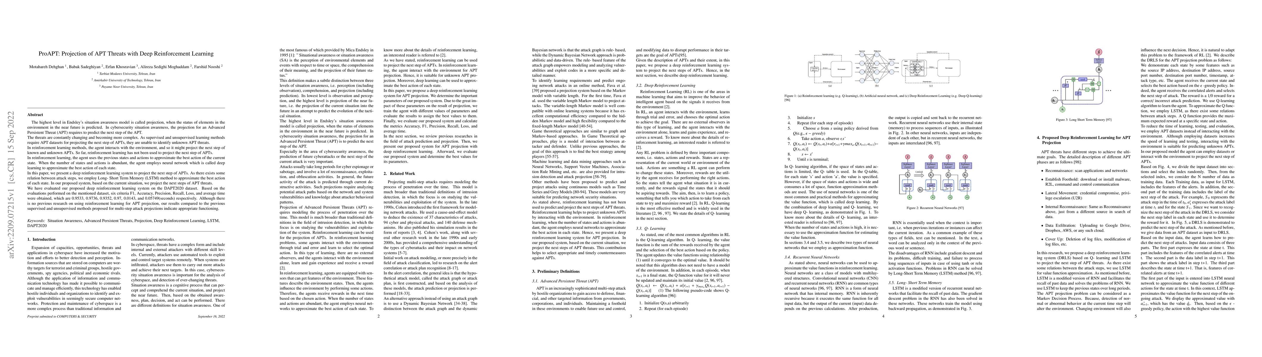 Thumbnail for ProAPT: Projection of APT Threats with Deep Reinforcement Learning