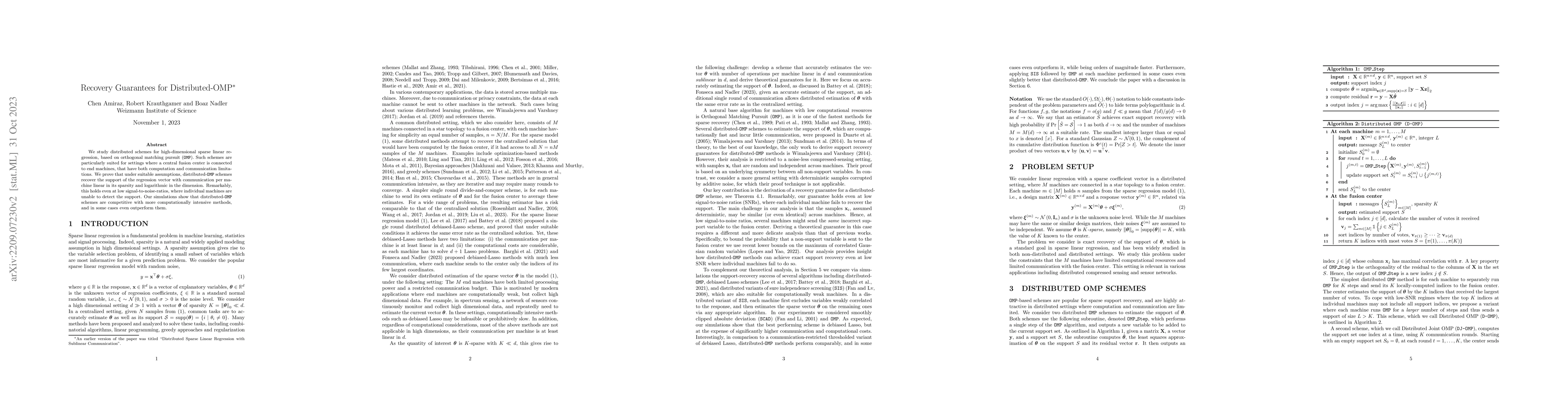 Thumbnail for Recovery Guarantees for Distributed-OMP