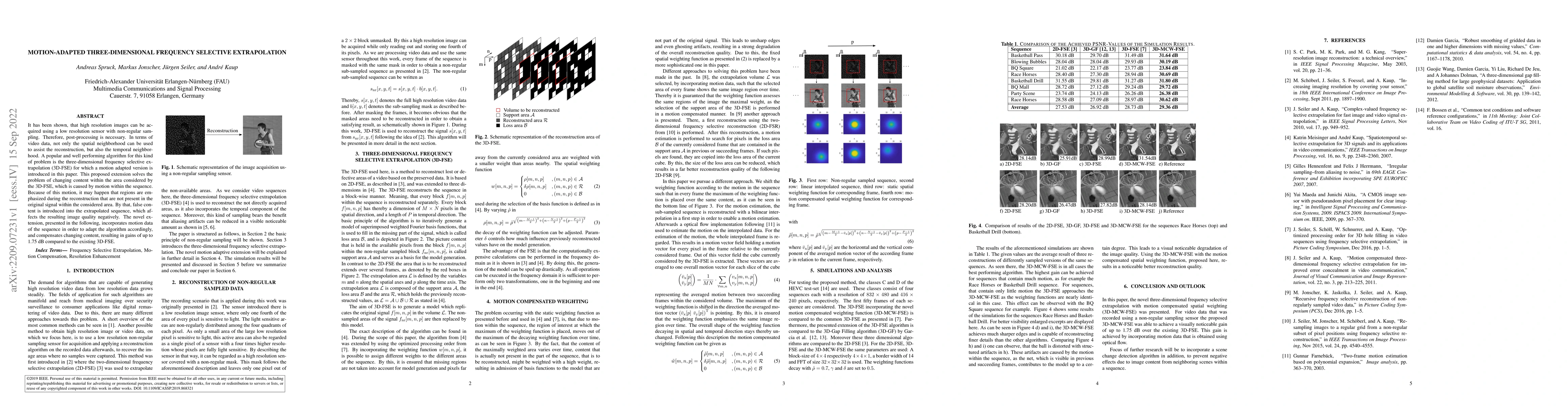 Thumbnail for Motion-Adapted Three-Dimensional Frequency Selective Extrapolation