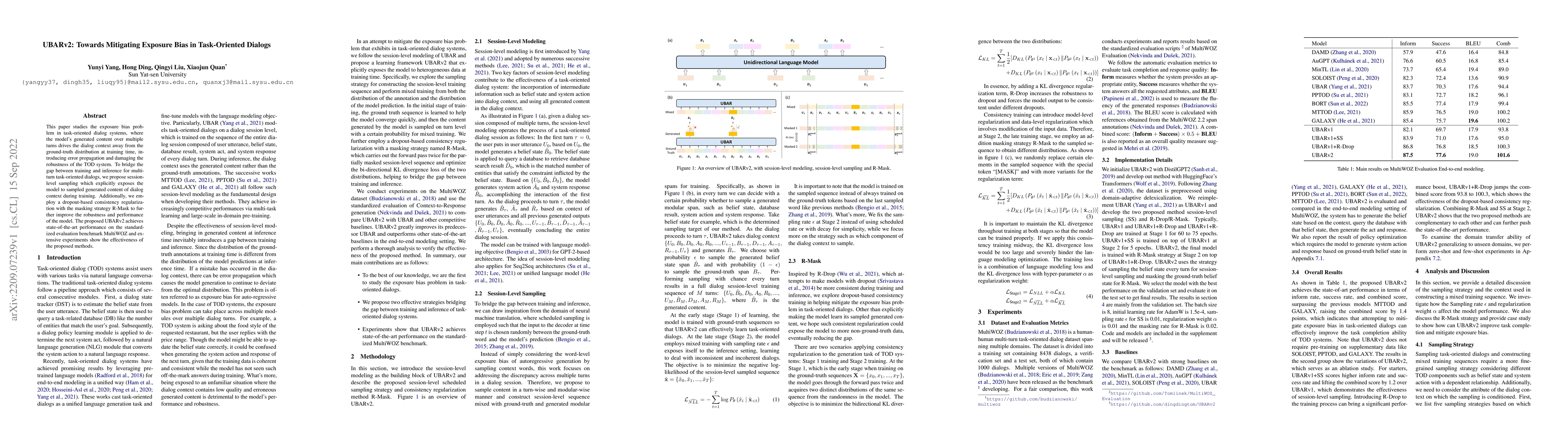 Thumbnail for UBARv2: Towards Mitigating Exposure Bias in Task-Oriented Dialogs