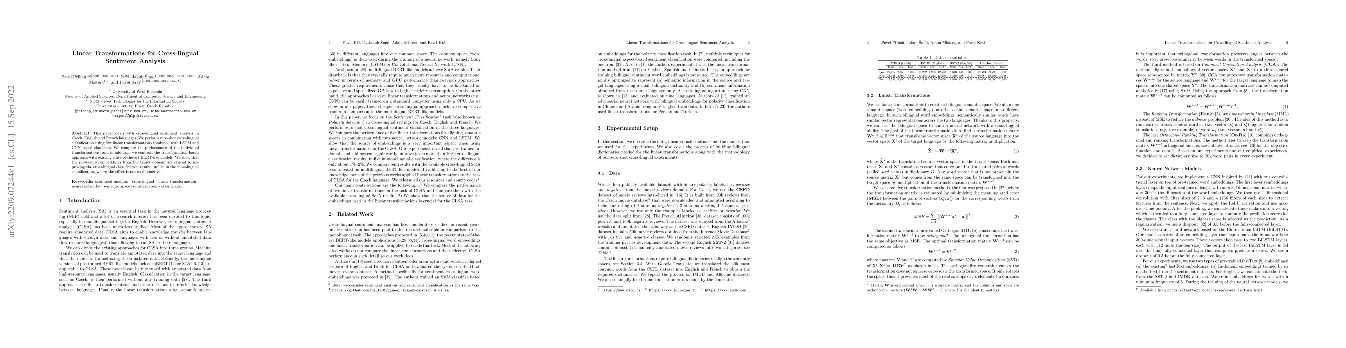 Thumbnail for Linear Transformations for Cross-lingual Sentiment Analysis