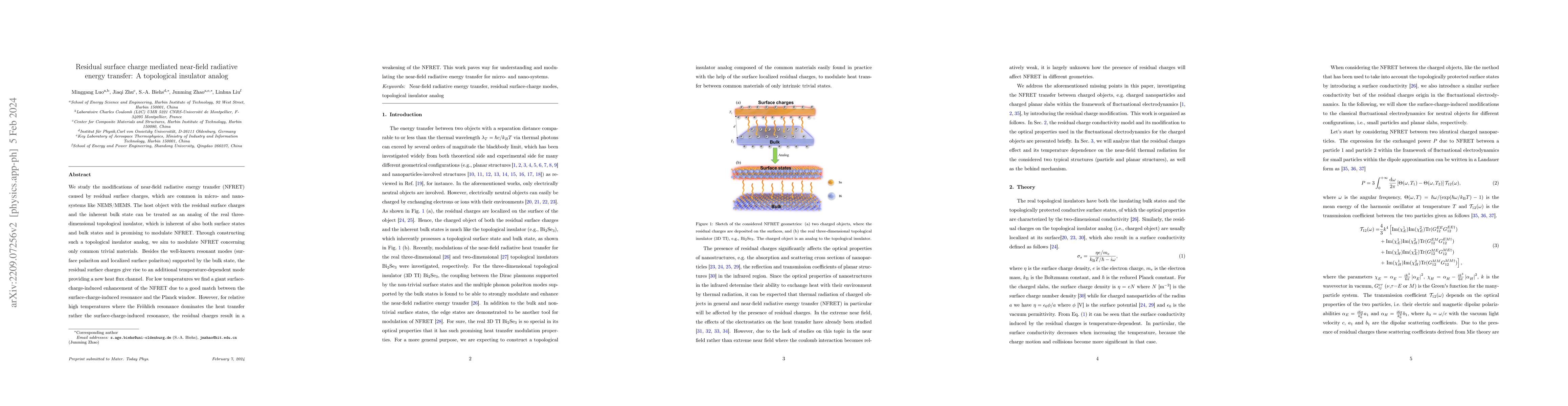 Thumbnail for Residual surface charge mediated near-field radiative energy transfer: A
  topological insulator analog