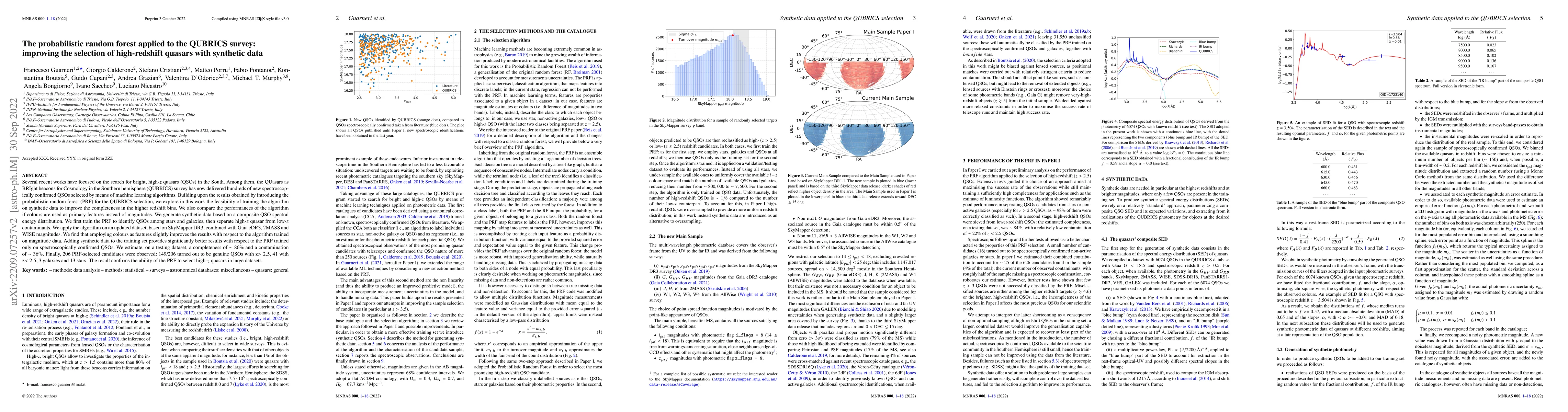 Thumbnail for The probabilistic random forest applied to the QUBRICS survey: improving
  the selection of high-redshift quasars with synthetic data