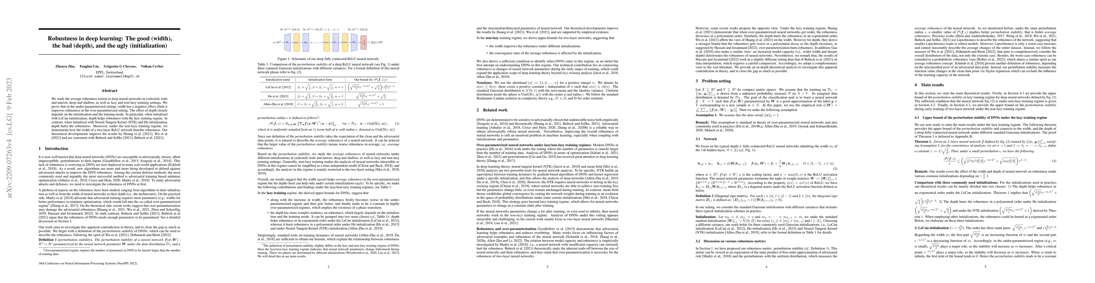 Thumbnail for Robustness in deep learning: The good (width), the bad (depth), and the
  ugly (initialization)