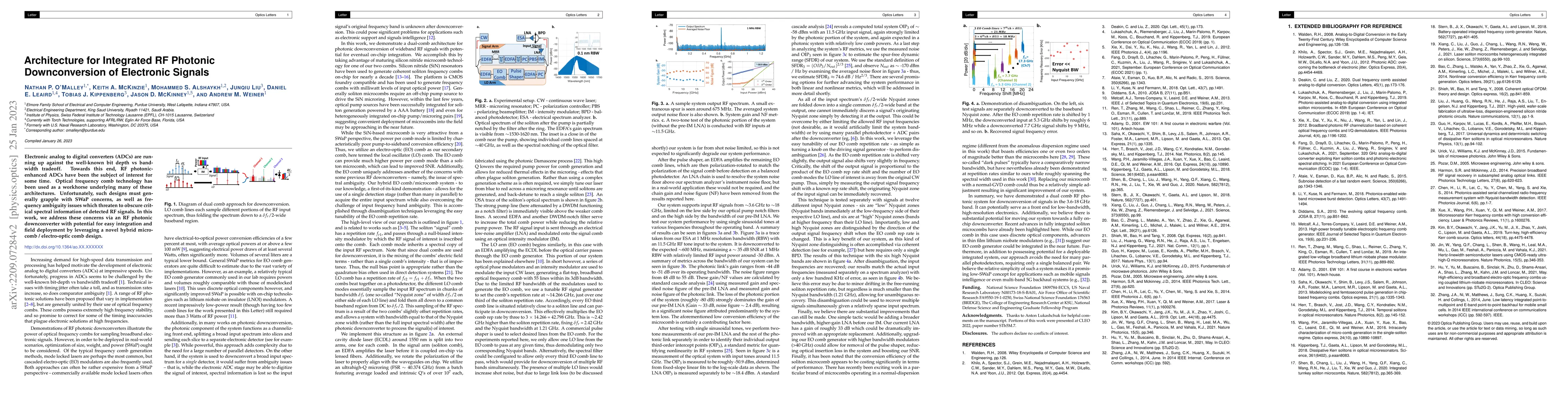 Thumbnail for Architecture for Integrated RF Photonic Downconversion of Electronic
  Signals